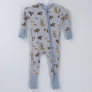 Angel Dear Puppy Dog Bamboo Viscose Zipper Footie Pajama sz 0-3M